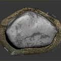 Natural Stone Placed On Wooden Base With Dirt And Grass Accents