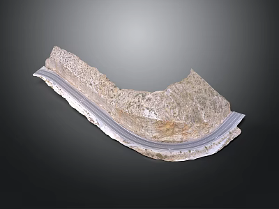 Ancient Stone Architectural Component With Curved Shape Rough Texture And White Base Edge 3d model