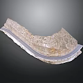 Ancient Stone Architectural Component With Curved Shape Rough Texture And White Base Edge