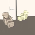 Light Colored Modern Massage Chairs With Matching Ottomans In Interior Space 3d model