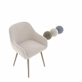 Elegant Modern Beige Upholstered Accent Chair With Armrests And Golden Metal Legs
