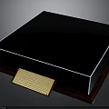 Black Transparent Acrylic Square Display With Wooden Base And Gold Plaque