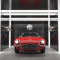 4S Store Modern Showroom With Blue Red Black Classic Cars On