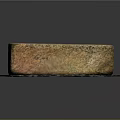 Natural Stone Block Featuring Rustic Brown Green Surface Texture On White Pad 3d model