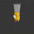 Yellow Spacecraft Model With Solar Panels And Antenna For Space Exploration