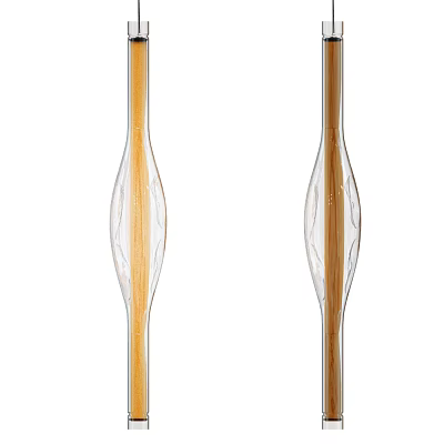 Transparent Glass Chandeliers With Gold Accents And Streamlined Curved Design 3d model