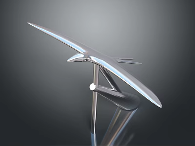 Unique Modern Silver Metal Furniture With Slender Stand And Reflective Surface Design 3d model