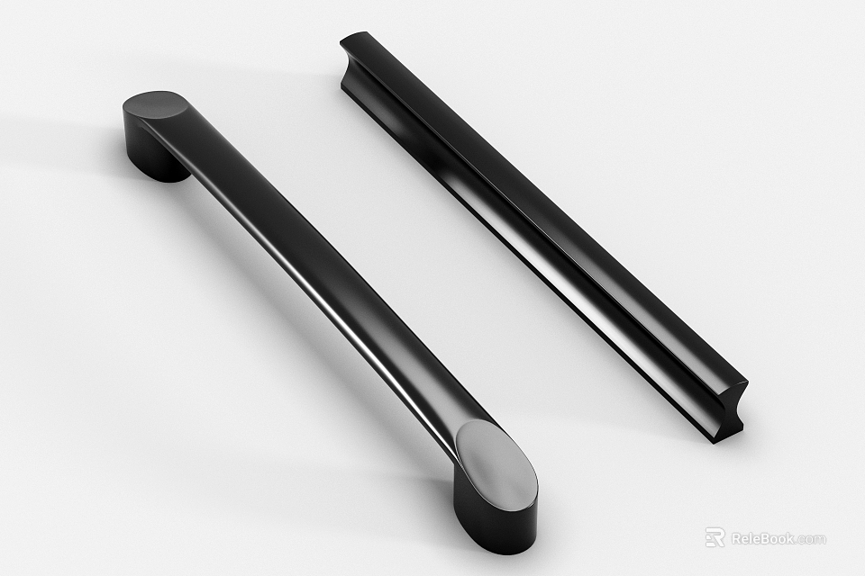 Modern Black Metal Cabinet Handles For Sleek Drawer And Furniture Design 3d model 