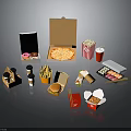 Various Takeout Food Collection With Pizza Burger Sushi Donuts Fries And Drinks