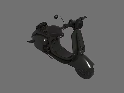 Dark Colored Vintage Style Scooter With Comfortable Seat And Rearview Mirrors 3d model