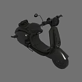 Dark Colored Vintage Style Scooter With Comfortable Seat And Rearview Mirrors