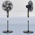 Two Black Standing Air Conditioner Fans With Metal Stand Base And Adjustable Height