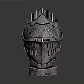 Medieval Metal Helmet With Rusty Worn Surface And Decorative Visor Structure 3d model