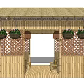 Modern Thatched House Bamboo House Post Station 3d model