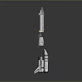 Detailed Space Rocket Model With White Orange Boosters And Payload Section 3d model