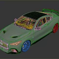 Silver Sports Car With Black Roof Yellow Accents Aerodynamic Kit And Large Wheels