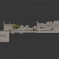 Ancient Architectural Ruins With Broken Walls Green Plants And Structural Remains