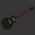 Electric Guitar Musical Instrument Black Body Red Neck Metal Parts Gradient Gray Background