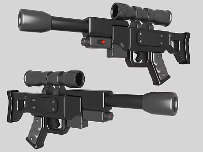 Two Futuristic Black Guns With Optic Scopes And Sleek Design 3d model
