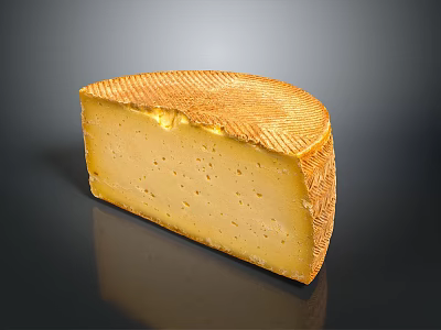 Golden Yellow Cheese Wedge With Firm Texture Textured Surface And Holes Inside 3d model