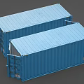 Industrial Equipment Blue Shipping Containers With Two Units Open Door Featuring Interior View