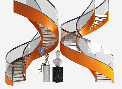 modern revolving staircase glass revolving staircase 3d model