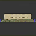 Detailed Colosseum Model Surrounded By Green Grass And Blue Blocks
