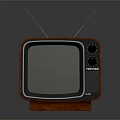 Vintage Television Set With Wooden Case Top Antenna And Retro Classic Design