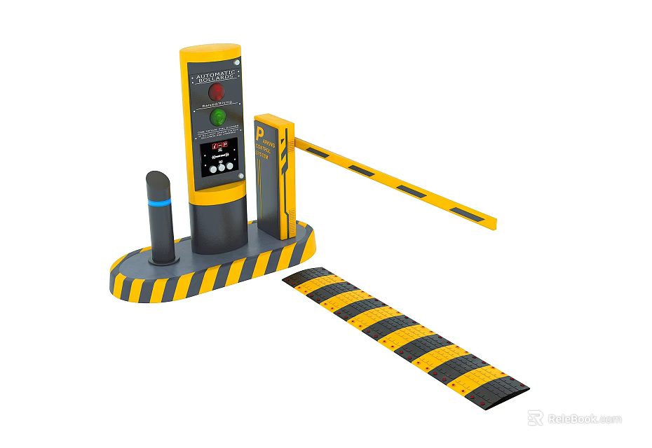 Public Parking Payment System With Control Machine Barrier Gate And Ground Sensor Coil 3d model
