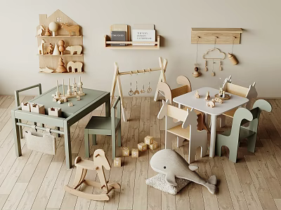 Cozy Kids Room With Children's Chairs And Playful Toys 3d model