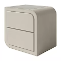 Modern Beige Bedside Table With Two Drawers And Rounded Edges Design 3d model