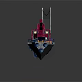 3D Style Ship With Crane And Colorful Structures