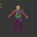 Blue Armored Sci Fi Warrior Game Movie Character With Orange Accents And Full Body Armor