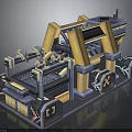 Mechanical Architectural Structure With Yellow Blue Frames And Platform Design