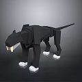 Black Origami Style Decorative Panther Model With Geometric Polygonal Design White Paws And Fangs