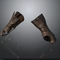 Ancient Metal Bracers Pair With Ornate Design Shiny Surface And Dark Background