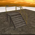 Industrial Metal Staircase Platform With Railings And Non Slip Steps Design
