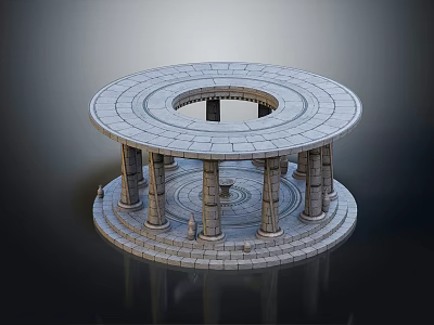 Circular Stone Architectural Design With Columns Multitiered Steps And Central Opening 3d model
