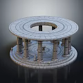 Circular Stone Architectural Design With Columns Multitiered Steps And Central Opening