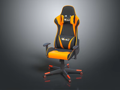 Ergonomic Black And Orange Gaming Chair With Adjustable Armrests And Wheels 3d model