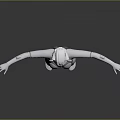 White Robot With Mechanical Structure Helmet And Arms Outstretched Standing On Gray Background