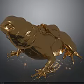 Decorative Golden Toad Statue With Shiny Surface Neck Collar And Back Ornament