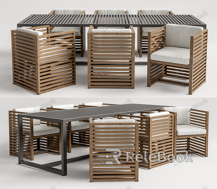 Modern Outdoor Table and Chair Outdoor Dining Table and Chair Combination model