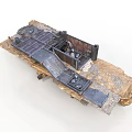 Industrial Mechanical Equipment Rusted Metal Structure Platform Frame And Wheels