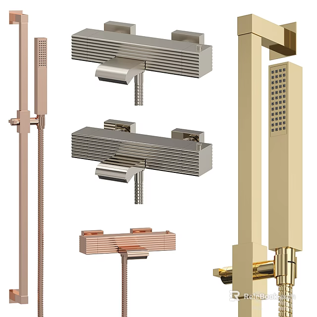 Modern Shower System Design With Metal Components Including Handheld And Fixed Heads 3d model 