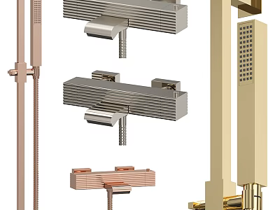 Modern Shower System Design With Metal Components Including Handheld And Fixed Heads 3d model
