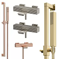 Modern Shower System Design With Metal Components Including Handheld And Fixed Heads 3d model