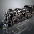 Vintage Steam Train 3D Model With Metallic Texture Retro Design And Reflective Surface 3d model