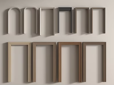 Various Style Door Frames Display With Different Colors And Wooden Finishes 3d model