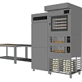 Stainless Steel Commercial Kitchen Appliance With Multiple Baking Layers And Metal Worktable 3d model